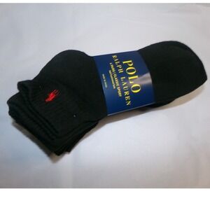 Polo Ralph Lauren Mens 6 Pack Classic Quarter Sport Socks~Black~NWT